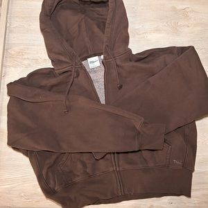 Aritzia TNA cozy boyfriend boxy zip-up sweatshirt